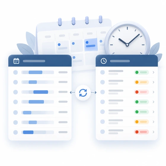 Illustration showing schedule synchronization and attendance reporting